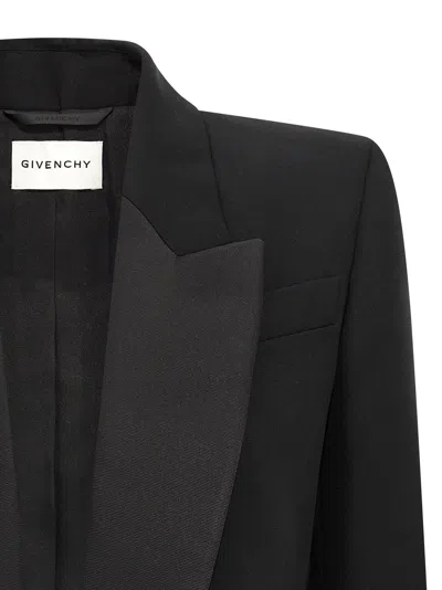Givenchy Peak-lapel Padded-shoulder Blazer In Black