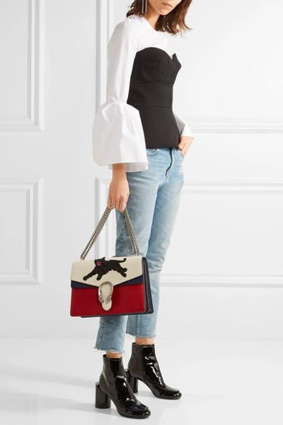 Shop Gucci Dionysus Medium Appliquéd Leather Shoulder Bag