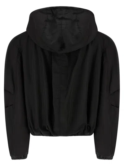 Attico Oversized Black Hooded Bomber Jacket