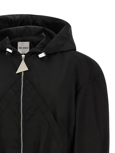 Attico Oversized Black Hooded Bomber Jacket