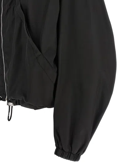 Attico Oversized Black Hooded Bomber Jacket