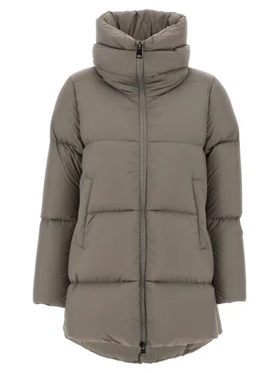 Herno A-shape Goose Down Jacket With High Double-layered Collar In Gray