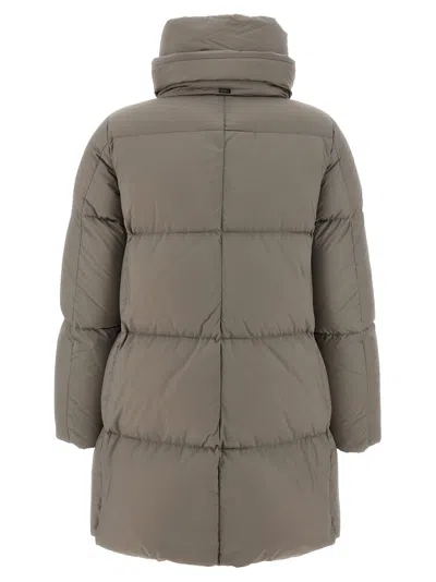 Herno A-shape Goose Down Jacket With High Double-layered Collar In Gray