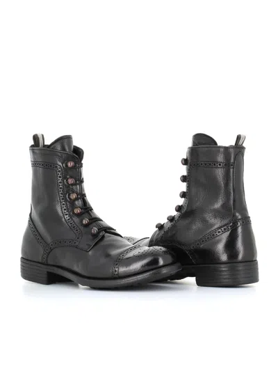 Officine Creative Lace-up Brogue Boots In Black