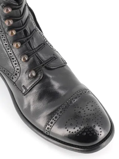 Officine Creative Lace-up Brogue Boots In Black