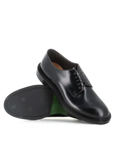 Green George Leather Derby Shoes In Black
