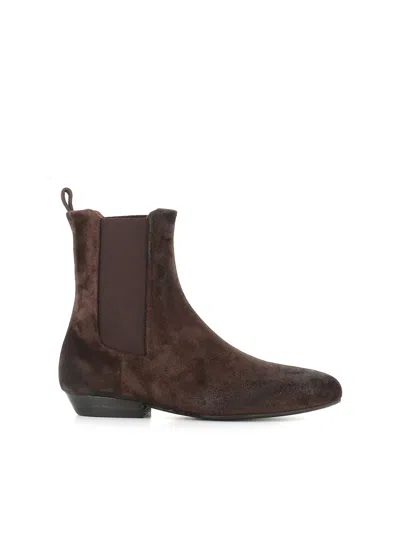 Marsèll Elastic-panel Suede Boots In Brown