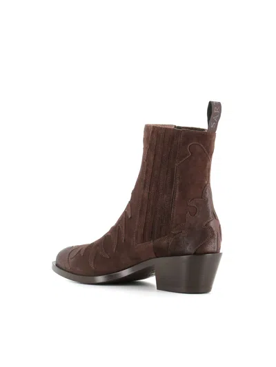 Sartore 45mm Western Suede Ankle Boots In Brown