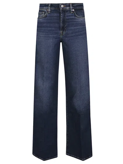7 For All Mankind High-rise Wide-leg Jeans Elastic Waist In Blue