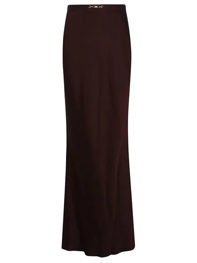 Elisabetta Franchi Long Skirt With High Waist And Metal Detail In Burgundy
