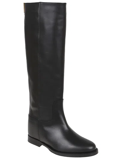 Via Roma 15 Knee-high Calfskin Boots With Gold-tone Accent In Animal Print
