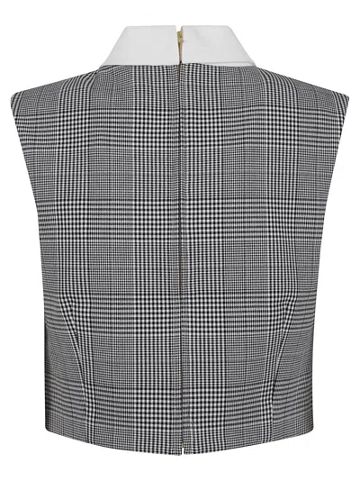 Self-portrait Prince Checked Top In Gray