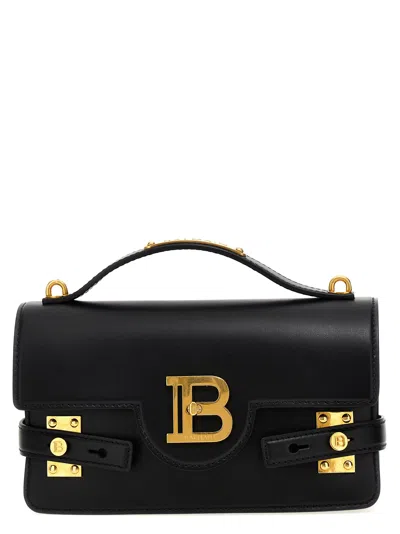 Balmain Bbuzz 24 Shoulder Bag In Smooth Leather In Black