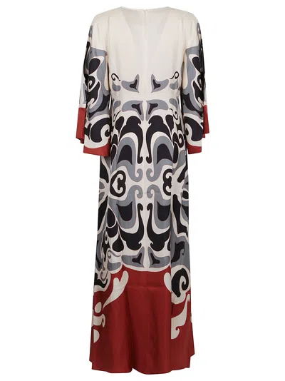 La Doublej La Double J Silk Midi Dress With Abstract Pattern In Black