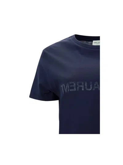 Saint Laurent Reverse Logo T-shirt In Black