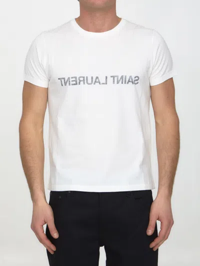 Saint Laurent Reverse Logo T-shirt In White