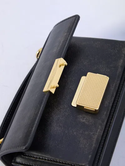 Golden Goose Venice Small Bag In Black Palmellate Leather And Gold Details In Black