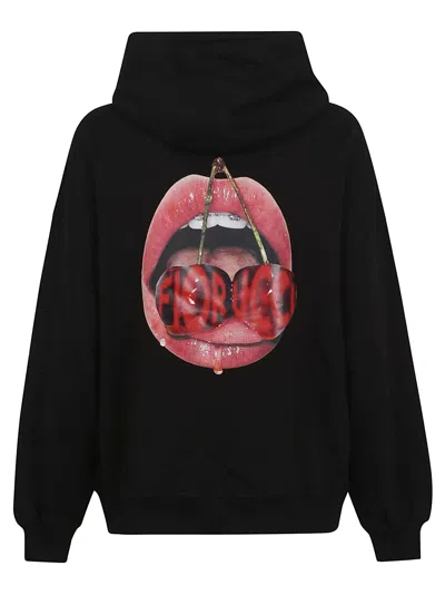 Fiorucci Cherry Mouth Black Sweatshirt In Black