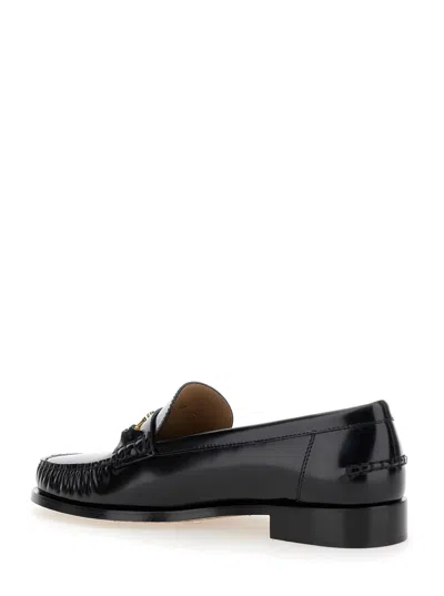 Ferragamo Dark Brown Moccasin New Vara Chain In Black
