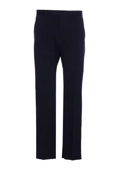 Gucci Tailored Trousers With Web Ribbon Detail In Blue