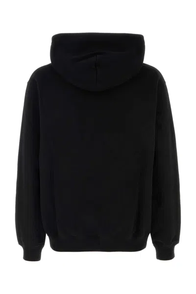 Gucci Men Black Hoodie With Embroidered Logo On The Front In Cotton Man In Black