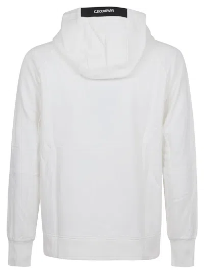 C.p. Company Men Sweatshirts Hooded Open In Diagonal Raised Fleece In White