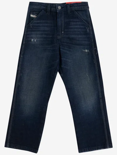 Diesel D-bart-j Stretch Cotton Jeans In Blue