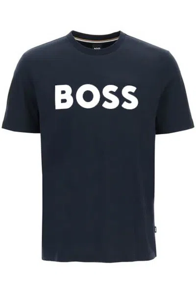 Hugo Boss Boss Sun Protection Logo T Shirt Navy In Blue