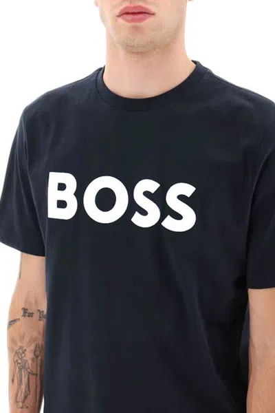 Hugo Boss Boss Sun Protection Logo T Shirt Navy In Blue