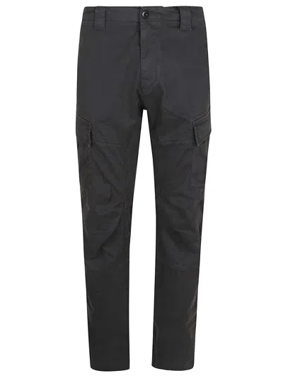 C.p. Company Streamlined Black Cargo Pants With Functional Pockets And Logo Detail In Black