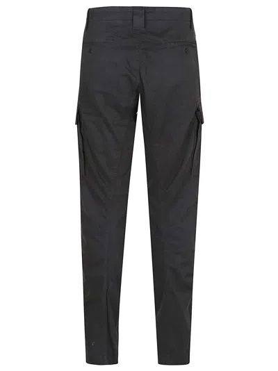 C.p. Company Streamlined Black Cargo Pants With Functional Pockets And Logo Detail In Black