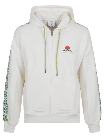 Casablanca Montagne Zip-up Hooded Sweatshirt In White