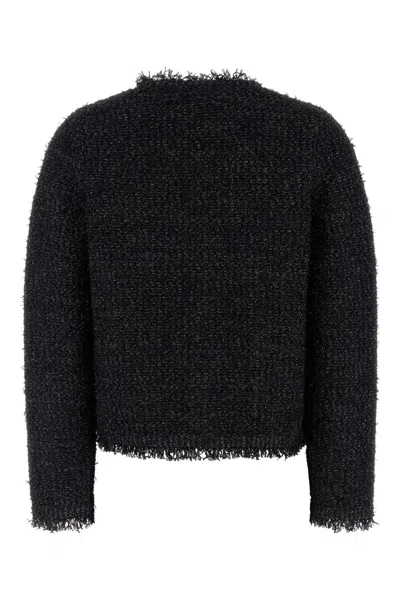 Gucci Black Crewneck Jacket With Double G Logo Buttons In Tech Fabric Woman In Black