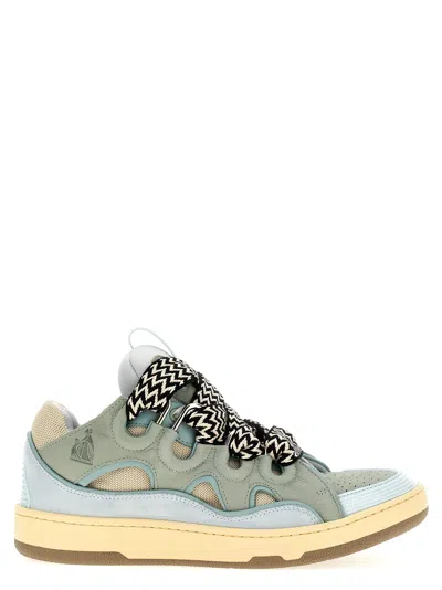 Lanvin Suede Leather Curb Sneakers In Blue