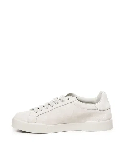 Dolce & Gabbana Calfskin Strobel Portofino Light Sneakers In Neutral