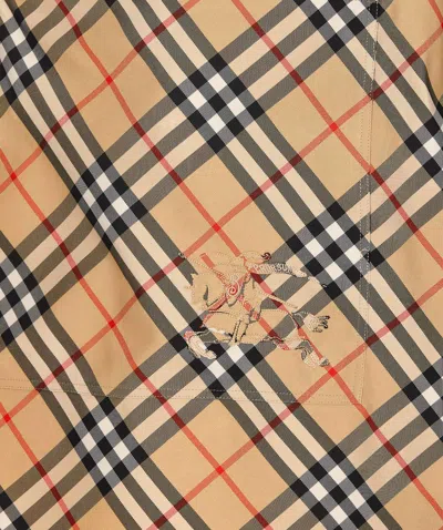 Burberry Check Hooded Cape In Brown