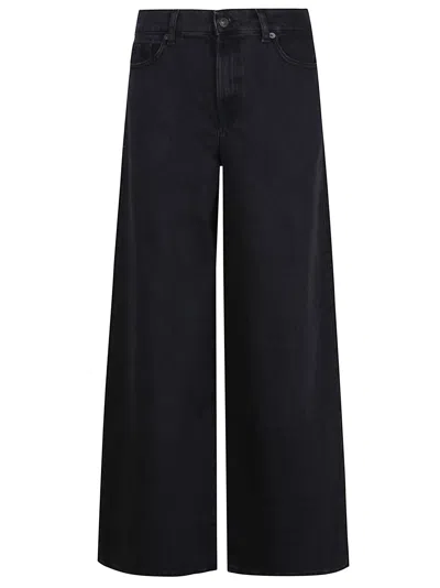 7 For All Mankind High-waisted Wide Leg Trousers With Bold Cuffs In Blue