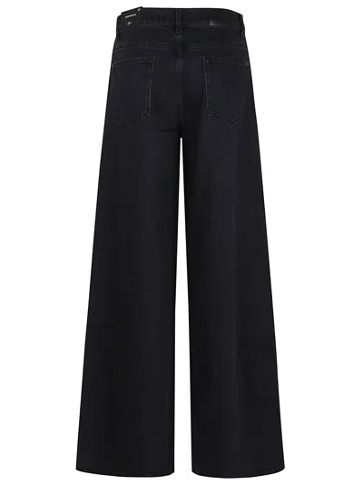 7 For All Mankind High-waisted Wide Leg Trousers With Bold Cuffs In Blue