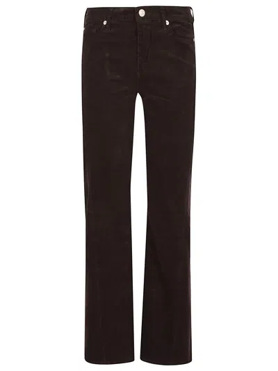 7 For All Mankind Twisted Dojo Tailorless Flare Leg Pants In Corduroy Coffee In Burgundy