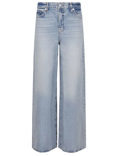 7 For All Mankind Marie Wide Leg Trousers With Bold Cuffs In Blue