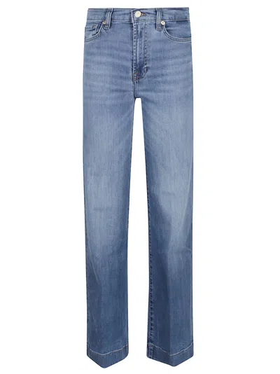 7 For All Mankind High-waisted Wide-flared Jeans With Subtle Whiskering In Blue