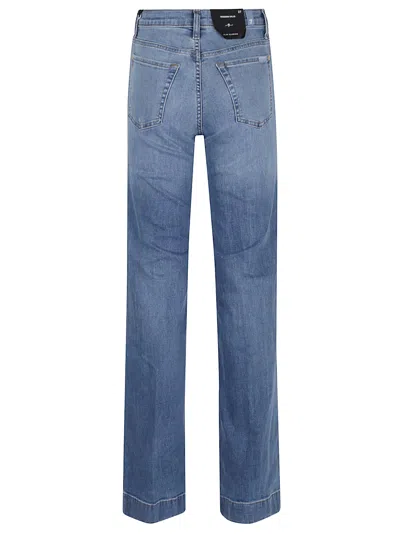 7 For All Mankind High-waisted Wide-flared Jeans With Subtle Whiskering In Blue