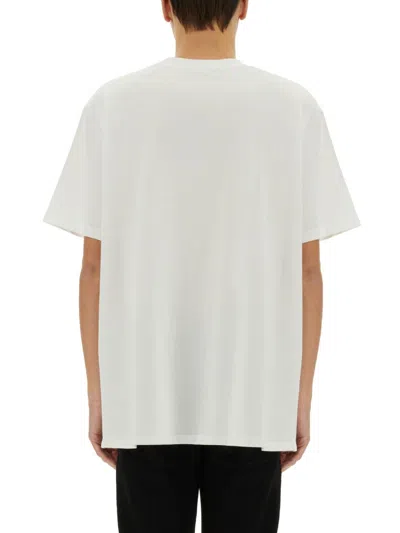 Balmain White Crewneck T-shirt With Contrasting Logo Lettering Print In Cotton In White