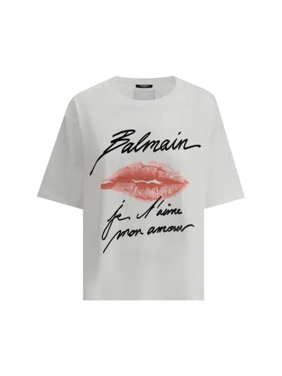 Balmain Kiss Print T-shirt In White
