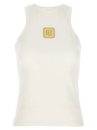 Balmain Retro Pb Stretch Tank Top In White
