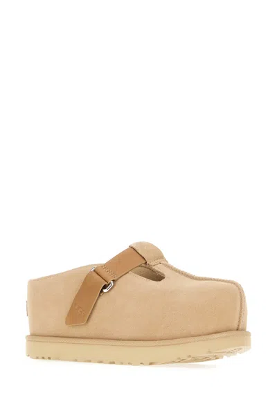 Ugg Goldenstar Beige Suede Slippers In Neutral