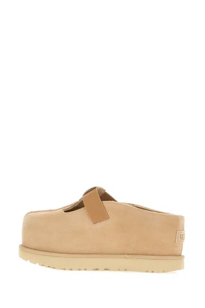 Ugg Goldenstar Beige Suede Slippers In Neutral