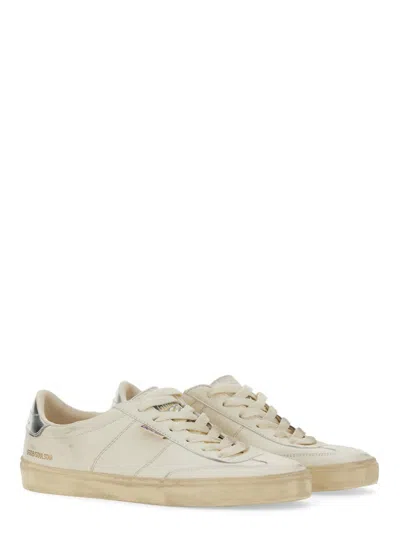Golden Goose Soulstar White Low Top Sneakers With Logo Patch On The Tongue And Logo Lettering On Side And Heel In In White