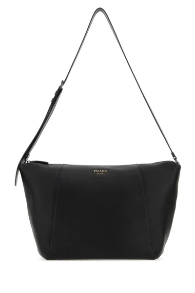 Prada Borsa A Tracolla In Pelle Nera Uomo In Black
