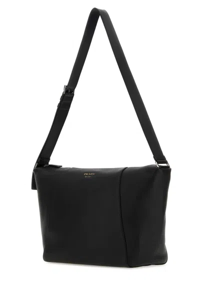 Prada Borsa A Tracolla In Pelle Nera Uomo In Black